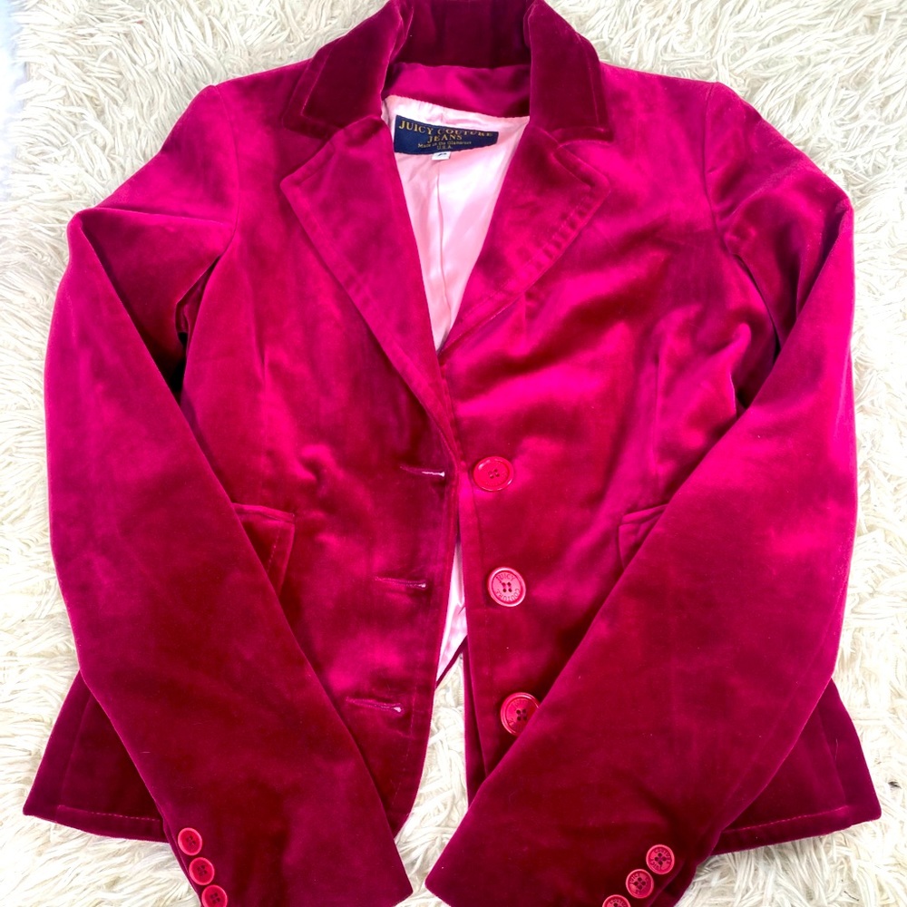 Juicy Couture Hot Pink velvet blazer S/Petite
